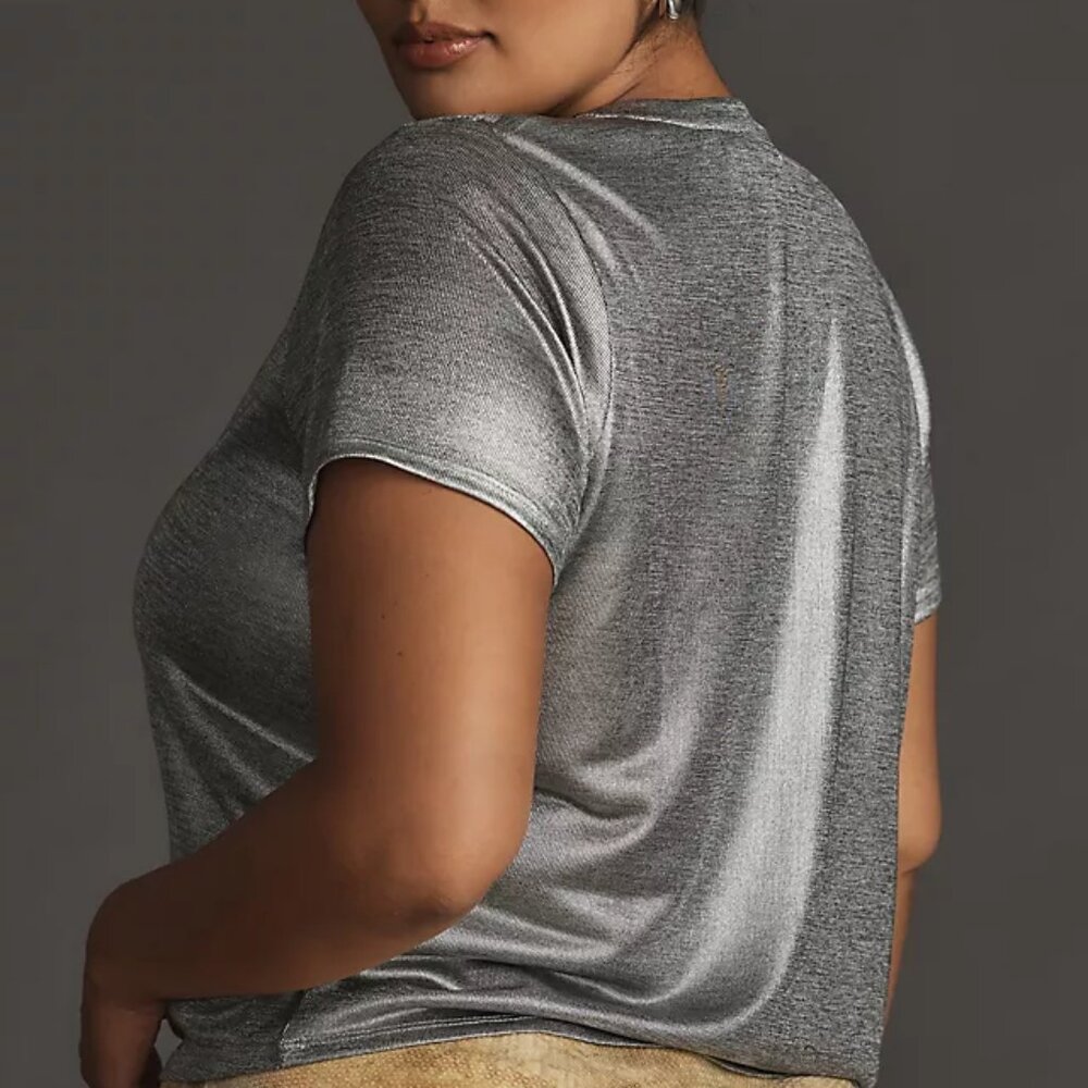Porridge (from Anthropologie) Shine Glam Tee - Silver - 3X